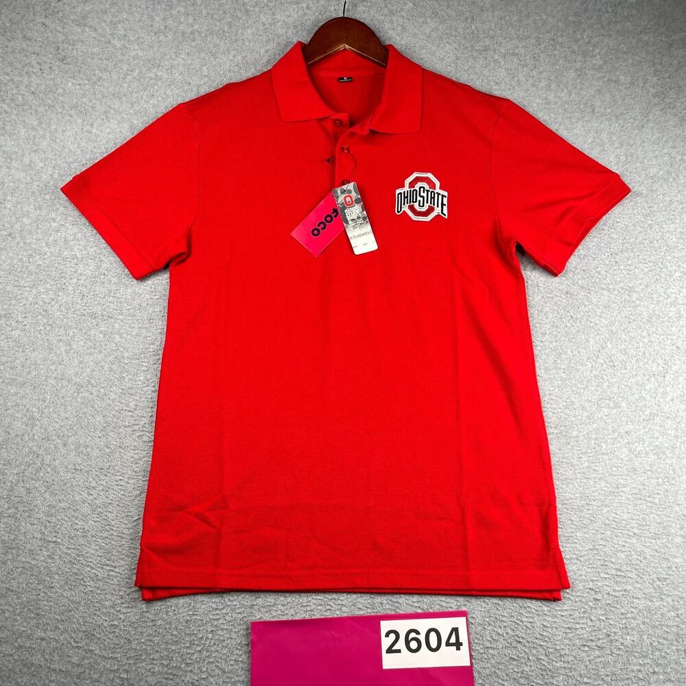 Ohio State Buckeye's Polo Shirt Mens Medium Red Embroidered Logo NEW NWT